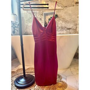 Lulus Fuchsia Satin Structured Mini Dress Strappy Cocktail Party Small